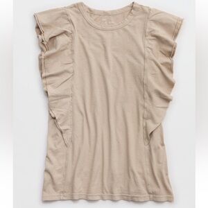 Aerie ruffle sleeve shirt. Xl taupe